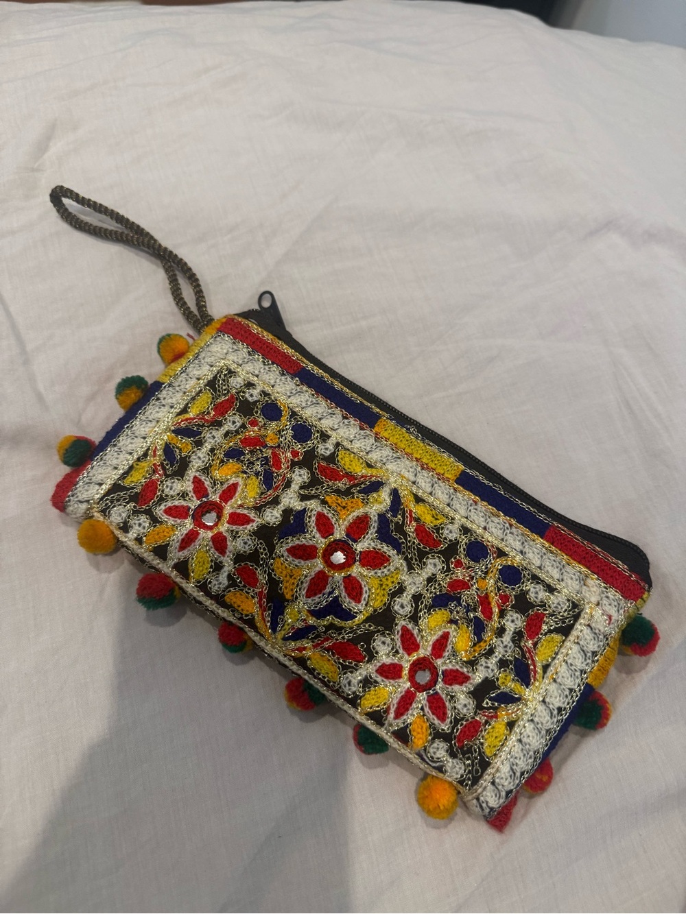 Embroidered Floral Wristlet Pouch in Multicolor Indian wedding